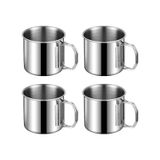 Çelik 4 Adet 330 ml. Katlanır Kulp Kahve Kamp Bardağı Fincanı cin573-4