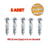 Çelik Alçıpan Boşluk Dübel FRT Tuğla Duvar Bims Paraşüt Dübeli 5X37 Metal 5 Adet