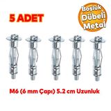Celik Alcipan Bosluk Dubel Frt Tugla Duvar Bims Parasut Dubeli 6X52 Metal 5 Adet