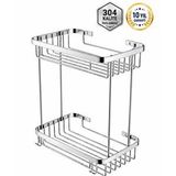 Çelik Banyo Birinci Kalite Paslanmaz Çelik Taci 2’li 23x15 Cm Şampuanlık Banyo Rafı Duş Rafı Süngerlik Gümüş