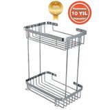 ÇELİK BANYO Birinci Kalite Paslanmaz Çelik Taci 2’li 23x15 Cm Şampuanlık Banyo Rafı Duş Rafı Süngerlik