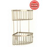 ÇELİK BANYO Derin Şampuanlık Paslanmaz Pirinç 2'Li 19x19 cm Şampuanlık Banyo Rafı Altın Gold