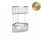 Çelik Banyo Derin Şampuanlık Paslanmaz Pirinç 2'li 19x19 Cm Şampuanlık Köşe Süngerlik Gümüş
