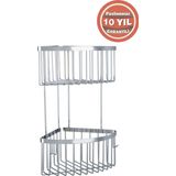 ÇELİK BANYO Derin Şampuanlık Paslanmaz Pirinç 2'Li 19x19 cm Şampuanlık Köşe Süngerlik