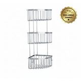 Çelik Banyo Derin Şampuanlık Paslanmaz Pirinç 3'lü 19x19 Cm Şampuanlık Köşe Süngerlik Gümüş