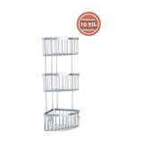 Çelik Banyo Derin Şampuanlık Paslanmaz Pirinç 3'lü 19x19 Cm Şampuanlık Köşe Süngerlik Krom