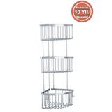 ÇELİK BANYO Derin Şampuanlık Paslanmaz Pirinç 3'Lü 19x19 cm Şampuanlık Köşe Süngerlik