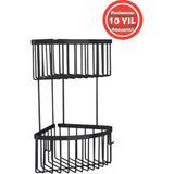 Çelik Banyo Derin Şampuanlık Paslanmaz Pirinç Mat Siyah 2'li 20X20 cm Şampuanlık Banyo Rafı