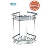 Çelik Banyo Paslanmaz Çelik Erpa 2’li 19x19 Cm Şampuanlık Köşe Süngerlik Gümüş