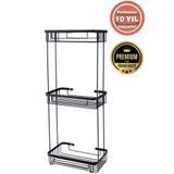 ÇELİK BANYO Paslanmaz Çelik Mat Siyah Taci 3’lü 23x15 Cm Şampuanlık Banyo Rafı