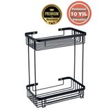 ÇELİK BANYO Paslanmaz Çelik Taci Mat Siyah 2’li 23x15 Cm Şampuanlık Duş Rafı Banyo Rafı