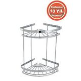 Çelik Banyo Paslanmaz Çelik Zirve 2'li 19x19 Cm Şampuanlık Banyo Rafı Gümüş