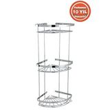 Çelik Banyo Paslanmaz Çelik Zirve 3'lü 19x19 Cm Şampuanlık Banyo Rafı Gümüş
