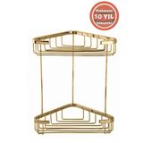 ÇELİK BANYO Paslanmaz Pirinç 18x18 cm Şampuanlık Köşe Süngerlik Altın Gold