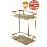 ÇELİK BANYO Paslanmaz Pirinç Altın Gold Lidya 2'li 15x22 Cm Şampuanlık Banyo Rafı