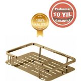 ÇELİK BANYO Paslanmaz Pirinç Altın Gold Lidya Tekli 15x22 Cm Şampuanlık Süngerlik Banyo Rafı