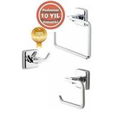 ÇELİK BANYO Paslanmaz Pirinç Banyo Aksesuar Seti Tuvalet Kağıtlığı-havluluk - Askılık
