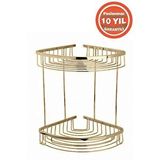 ÇELİK BANYO Paslanmaz Pirinç Destina 2'li 19x19 Cm Şampuanlık Banyo Rafı Altın Gold