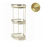 Çelik Banyo Paslanmaz Pirinç Destina 3'lü 19x19 Cm Şampuanlık Banyo Rafı Altın Gold
