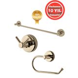 ÇELİK BANYO Paslanmaz Pirinç Dilek Banyo Aksesuar Set Havluluk-Askılık-Tuvalet Kağıtlık Altın Gold