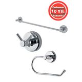 ÇELİK BANYO Paslanmaz Pirinç Dilek Banyo Aksesuar Set Havluluk-Askılık-Tuvalet Kağıtlık