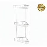 Çelik Banyo Paslanmaz Pirinç Eda 3'lü 18x18 Cm Şampuanlık Banyo Rafı Gümüş
