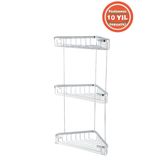 Çelik Banyo Paslanmaz Pirinç Eda 3'lü 18X18 cm Şampuanlık Banyo Rafı