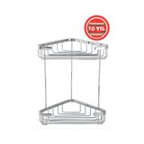 Çelik Banyo Paslanmaz Pirinç Efe 2'li 18x18 Cm Şampuanlık Banyo Rafı Krom