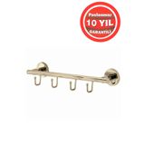 Çelik Banyo Paslanmaz Pirinç Flora 4'lü Set Askılık Altın Gold