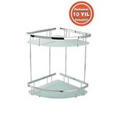ÇELİK BANYO Paslanmaz Pirinç Karmina 2’li 18x18 Cm Camlı Şampuanlık Süngerlik Köşelik
