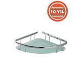 Çelik Banyo Paslanmaz Pirinç Karmina Tekli 18x18 Cm Camlı Şampuanlık Süngerlik Köşelik