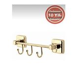 ÇELİK BANYO Paslanmaz Pirinç Kumru 3'Lü Askılık Havluluk Banyo Askısı Altın Gold
