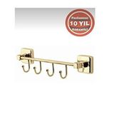 ÇELİK BANYO Paslanmaz Pirinç Kumru 4'Lü Askılık Havluluk Banyo Askısı Altın Gold