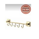 ÇELİK BANYO Paslanmaz Pirinç Kumru 5'Li Askılık Havluluk Banyo Askısı Altın Gold