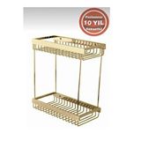 ÇELİK BANYO Paslanmaz Pirinç Kumru Şampuanlık 15x25 Şampuanlık Köşeliği Süngerlik Banyo Rafı Altın Gold