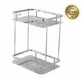 Çelik Banyo Paslanmaz Pirinç Lidya Iki'li 15x22 Cm Şampuanlık Süngerlik Köşeliği Duş Banyo Rafı Gümüş