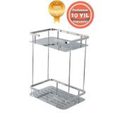 ÇELİK BANYO Paslanmaz Pirinç Lidya Iki'li 15x22 Cm Şampuanlık Süngerlik Köşeliği Duş Banyo Rafı