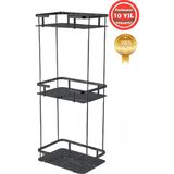 Çelik Banyo Paslanmaz Pirinç Lidya Mat Siyah 3'lü 15X22 cm Şampuanlık Banyo Rafı