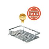 Çelik Banyo Paslanmaz Pirinç Lidya Tekli 15x22 Cm Şampuanlık Süngerlik Köşelik 10 Yıl Garantili Krom