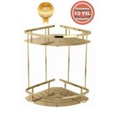 ÇELİK BANYO Paslanmaz Pirinç Marin 2'li 19x19 Cm Şampuanlık Süngerlik Banyo Rafı Altın Gold