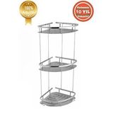 Çelik Banyo Paslanmaz Pirinç Marin 3'lü 19×19 Cm Şampuanlık Banyo Rafı Gümüş