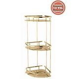 Çelik Banyo Paslanmaz Pirinç Marin 3'lü 19x19 Cm Şampuanlık Süngerlik Köşelik Altn Gold Altın