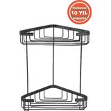 ÇELİK BANYO Paslanmaz Pirinç Mat Siyah Eda 2'Li 18x18 Cm Şampuanlık Banyo Rafı