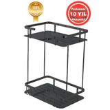 ÇELİK BANYO Paslanmaz Pirinç Mat Siyah Lidya 2'li 15x22 Cm Şampuanlık Banyo Rafı