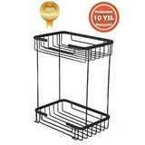 Çelik Banyo Paslanmaz Pirinç Mat Siyah Taci 22x15 Cm Şampuanlık Banyo Rafı