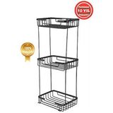 Çelik Banyo Paslanmaz Pirinç Mat Siyah Taci 22x15cm Şampuanlık Banyo Rafı