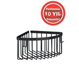ÇELİK BANYO Paslanmaz Pirinç Mat Siyah Tekli Derin 19x19 cm Şampuanlık Banyo Rafı