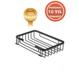 ÇELİK BANYO Paslanmaz Pirinç Mat Siyah Tekli Taci 22x15 Cm Şampuanlık Banyo Rafı