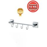 Çelik Banyo Paslanmaz Pirinç Mat Siyah Vizyon 4'lü Set Askılık Havlu Askısı Gümüş