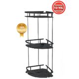 ÇELİK BANYO Paslanmaz Pirinç Mat SiyahMarin Üçlü 19x19 Cm Şampuanlık Banyo Rafı